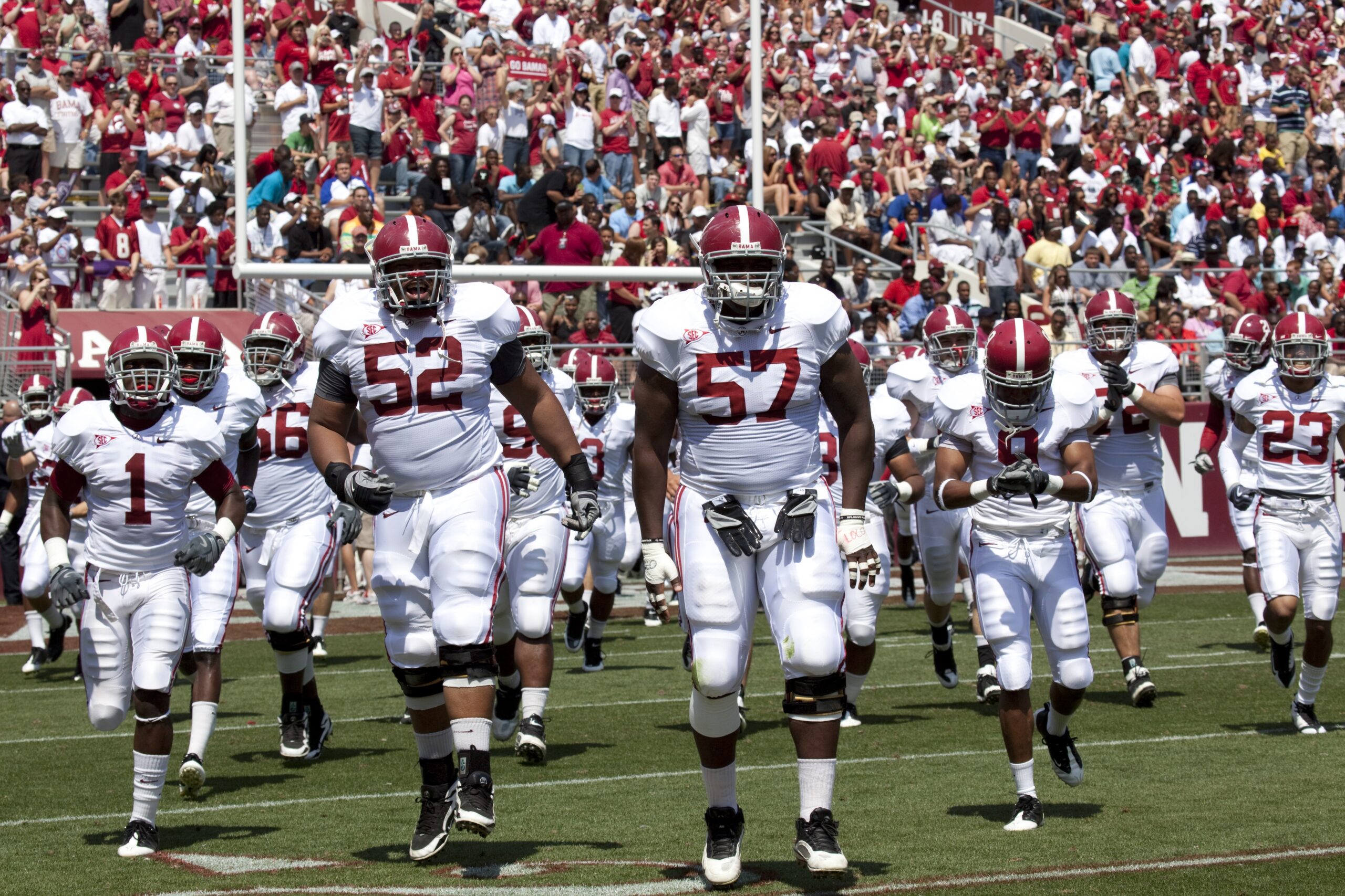 Alabama football team running out of tunnel
